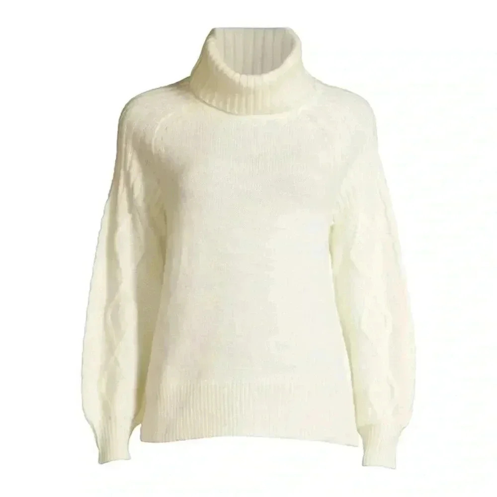 Heart N Crush Women's Cable Sleeve Raglan Turtleneck Sweater